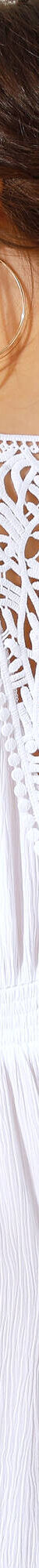 Robe longue crépon, détail macramé (blanc) Robe longue crépon, détail macramé (blanc)